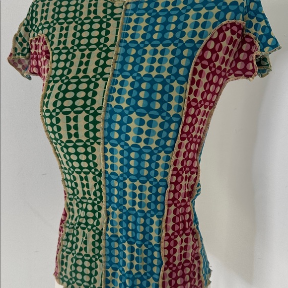 Vintage Mod Space Age Circle Stretchy Body Con Exposed Seam Top 1960s - Picture 2 of 5